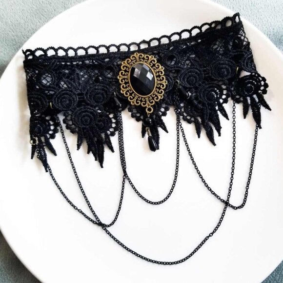 NEW Dolls Kill Handmade Delicate Fate Black Lace Choker Necklace - Picture 4 of 11